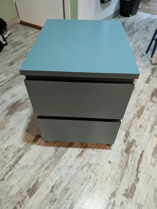 Comodino Ikea Malm blu+lampada