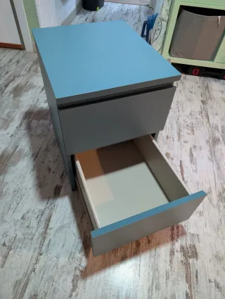 Comodino Ikea Malm blu+lampada