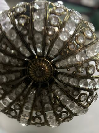 Lámpara de mesa antigua azul y dorada