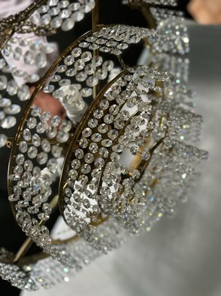 Lámpara de mesa antigua azul y dorada