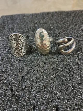 Lote 3 Anillos Plata Estilo Boho