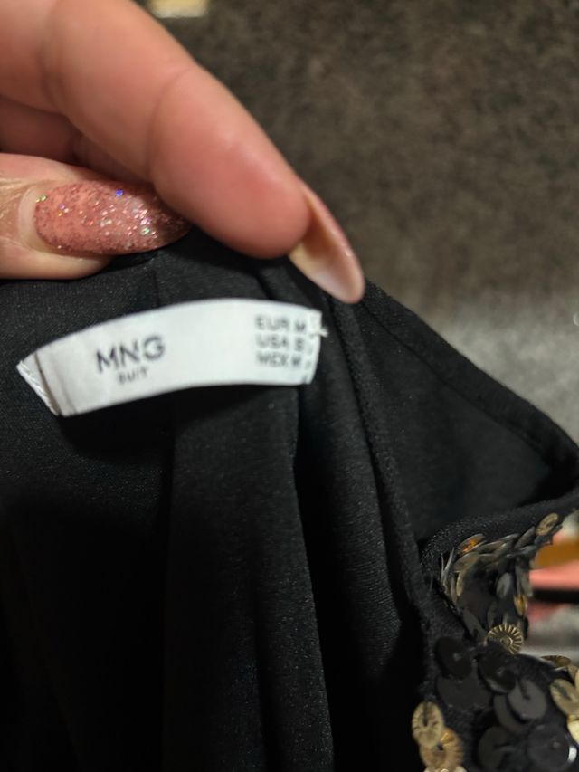 Vestido Mango lentejuelas negro y dorado