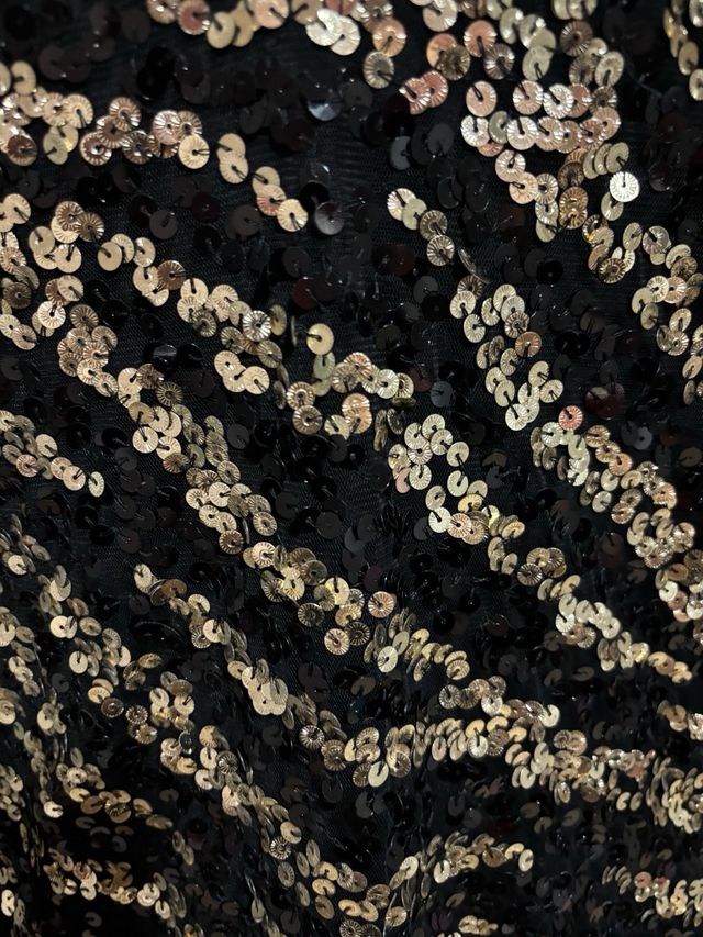 Vestido Mango lentejuelas negro y dorado