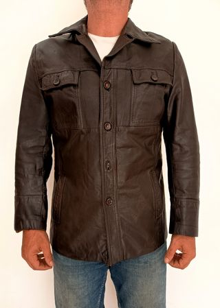 Chaqueta Cuero auténtico Vintage S. Medidas indica