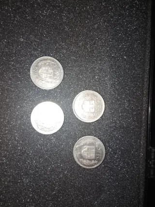 4Monete Franchi Svizzeri 5 CHF 1998,1968,2011,2016