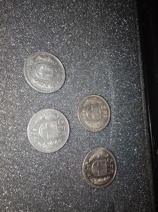 4Monete Franchi Svizzeri 5 CHF 1998,1968,2011,2016