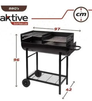 Barbacoa carbón doble parrilla metal negra nueva