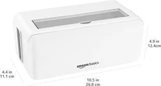 Amazon Basics Caja organizadora de cables para ocultar y organizar cables, tamaño Pequeña, Blanco