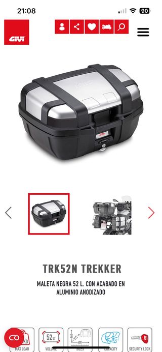 Baúl GIVI TREKKER 52L Aluminio Negro + PARRILLA