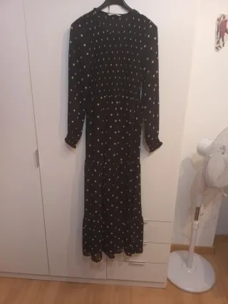 Vestido largo gasa lunares