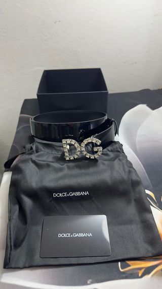 Cintura Dolce & Gabbana Vernice Nera DG Strass