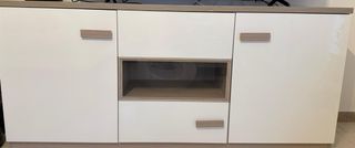 Cassettiera 3 cassetti legno e vetro