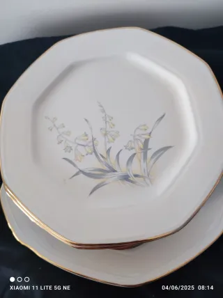 Set 12 Piatti Dolce Porcellana Oro