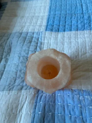 Portacandele in pietra naturale con sale dell'Himalaya