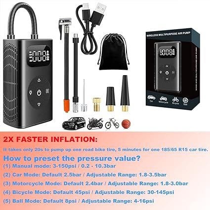 Compresor aire portátil rueda, balón, flotador...