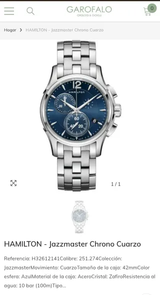 Hamilton Jazzmaster 42mm Reloj Cronógrafo Azul