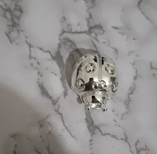 Coccinella portafortuna argento laminato