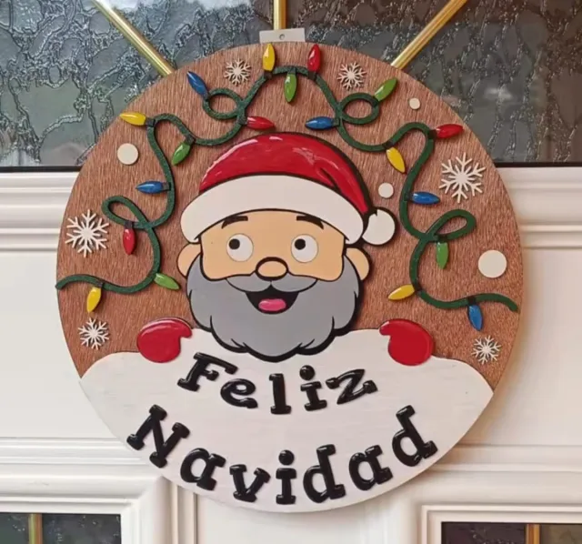 Adorno Navideño para puerta de Papá Noel