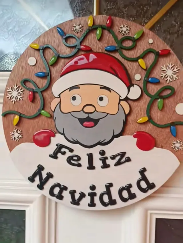 Adorno Navideño para puerta de Papá Noel