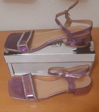 Sandalias Lovery fiesta strass rosa/plata