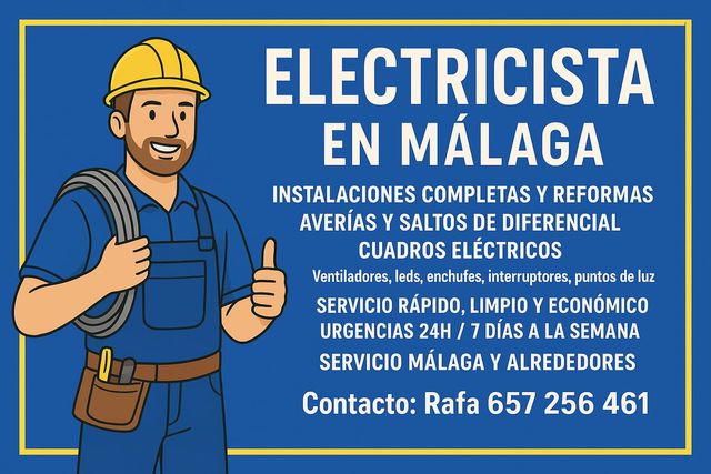 Electricista profesional y económico en Málaga