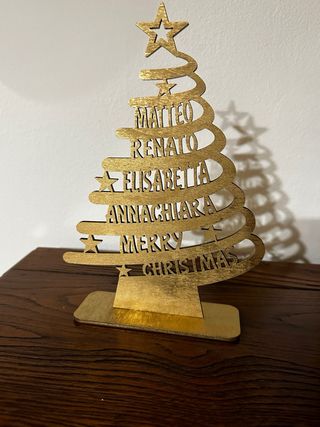 Albero Natale Legno Personalizzato Nomi Oro