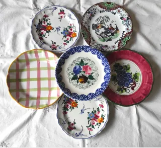 Servizio maiolica 6 piatti decorati