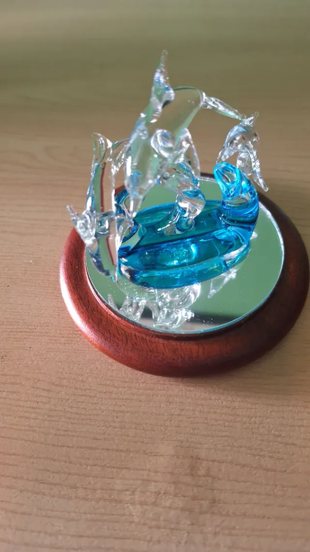 Figura de cristal con delfines Nuevo sin etiqueta