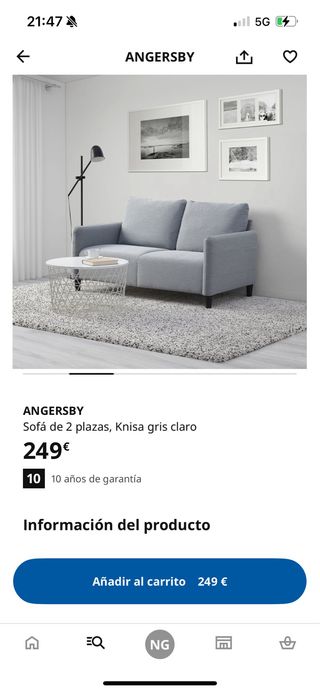 Sofá ANGERSBY 2 plazas gris claro