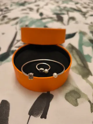 Pulsera y Anillo "Tous" en Plata y Perla