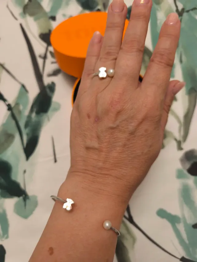 Pulsera y Anillo "Tous" en Plata y Perla