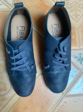 Zapatos Flex piel cordones azul talla 38