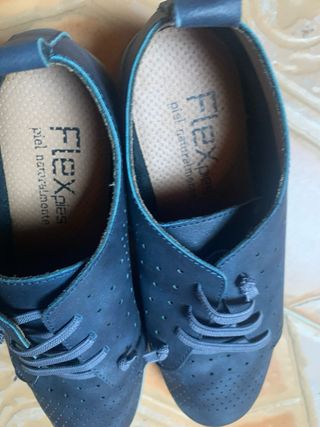 Zapatos Flex piel cordones azul talla 38