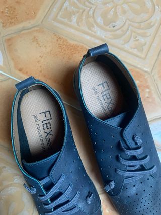 Zapatos Flex piel cordones azul talla 38