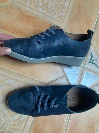 Zapatos Flex piel cordones azul talla 38