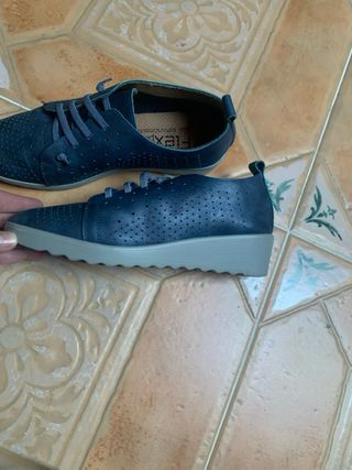 Zapatos Flex piel cordones azul talla 38