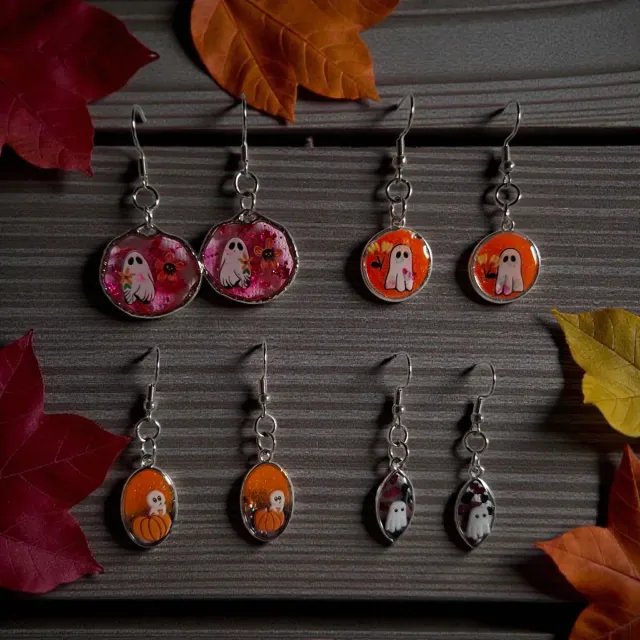 50%Pendientes y collar halloween