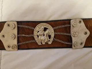 Cinturón Piel Western Vintage Hebilla Plateada