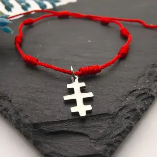 Pulsera 7 Nudos con Cruz Caravaca de acero, NUEVA