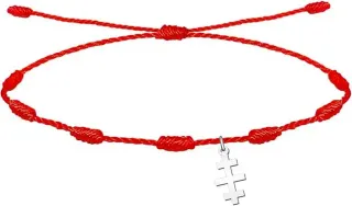 Pulsera 7 Nudos con Cruz Caravaca de acero, NUEVA