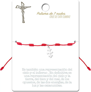 Pulsera 7 Nudos con Cruz Caravaca de acero, NUEVA