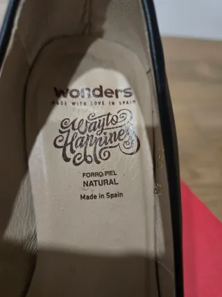 Zapatos Wonders piel negros tacón plataforma