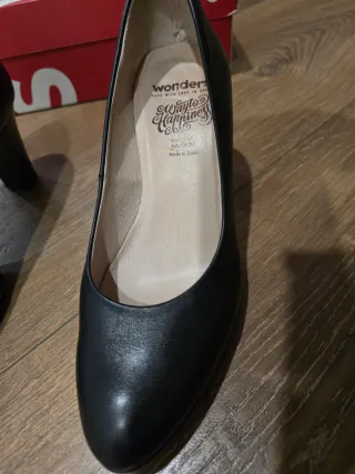 Zapatos Wonders piel negros tacón plataforma