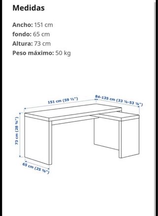 Mesa escritorio Ikea Malm extensible