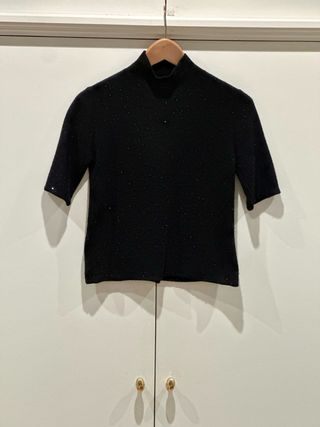 Jersey Marella negro lentejuelas manga corta T.S