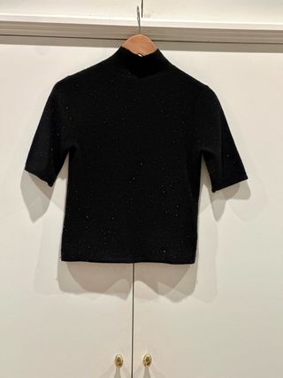 Jersey Marella negro lentejuelas manga corta T.S