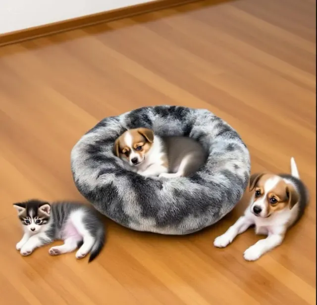 50 cmÚltimo Día:Cama Donut mascota Blanco y Negro