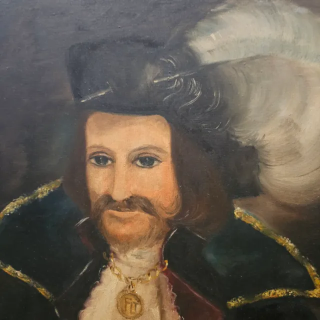 Quadro antico nobiluomo con cornice dorata