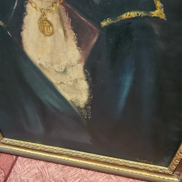 Quadro antico nobiluomo con cornice dorata