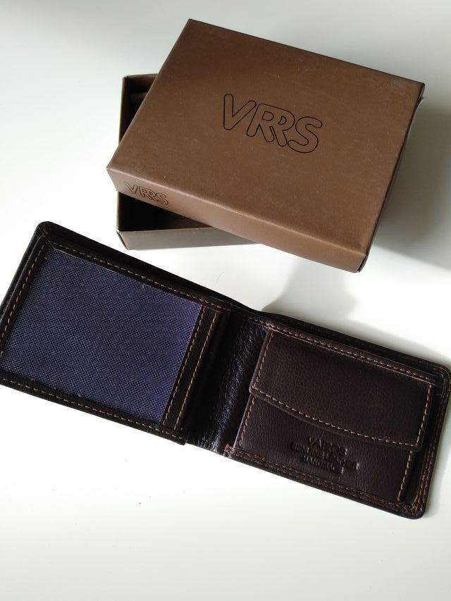 Cartera monedero piel marrón hombre nueva